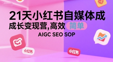 21天小红书自媒体成长变现营，高效 简单 AIGC SEO SOP-皮皮网创