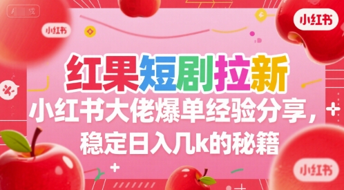 红果短剧拉新小红书大佬爆单经验分享，稳定日入几k的秘籍-皮皮网创