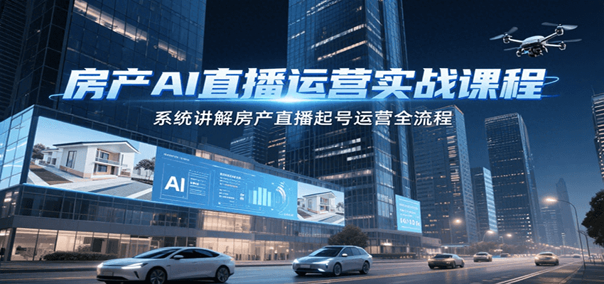 房产AI直播运营实战课程，系统讲解房产直播起号运营全流程-皮皮网创