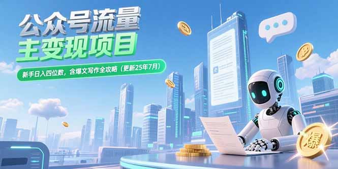 公众号流量主变现项目，新手日入四位数，含爆文写作全攻略(更新25年7月-皮皮网创
