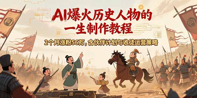 AI历史人物赛道课程，2个月涨粉56万，含伙伴计划与收徒运营策略-皮皮网创