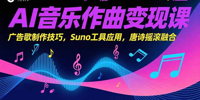 AI音乐作曲变现课，广告歌制作技巧，Suno工具应用，唐诗摇滚融合-皮皮网创