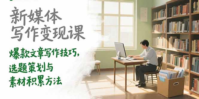 新媒体写作变现课，爆款文章写作技巧，选题策划与素材积累方法-皮皮网创