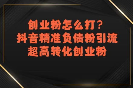 创业粉怎么打？抖音精准负债粉引流，超高转化创业粉-皮皮网创