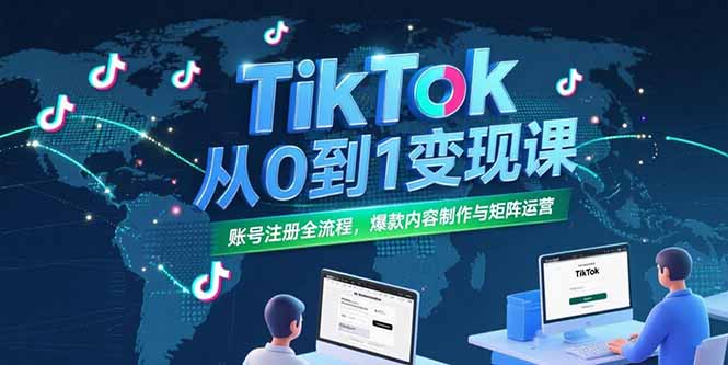 TikTok从0到1变现课，账号注册全流程，爆款内容制作与矩阵运营-皮皮网创