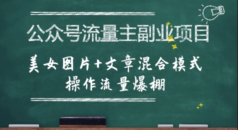 公众号流量主副业项目，美女图片+文章混合模式操作流量爆棚-皮皮网创