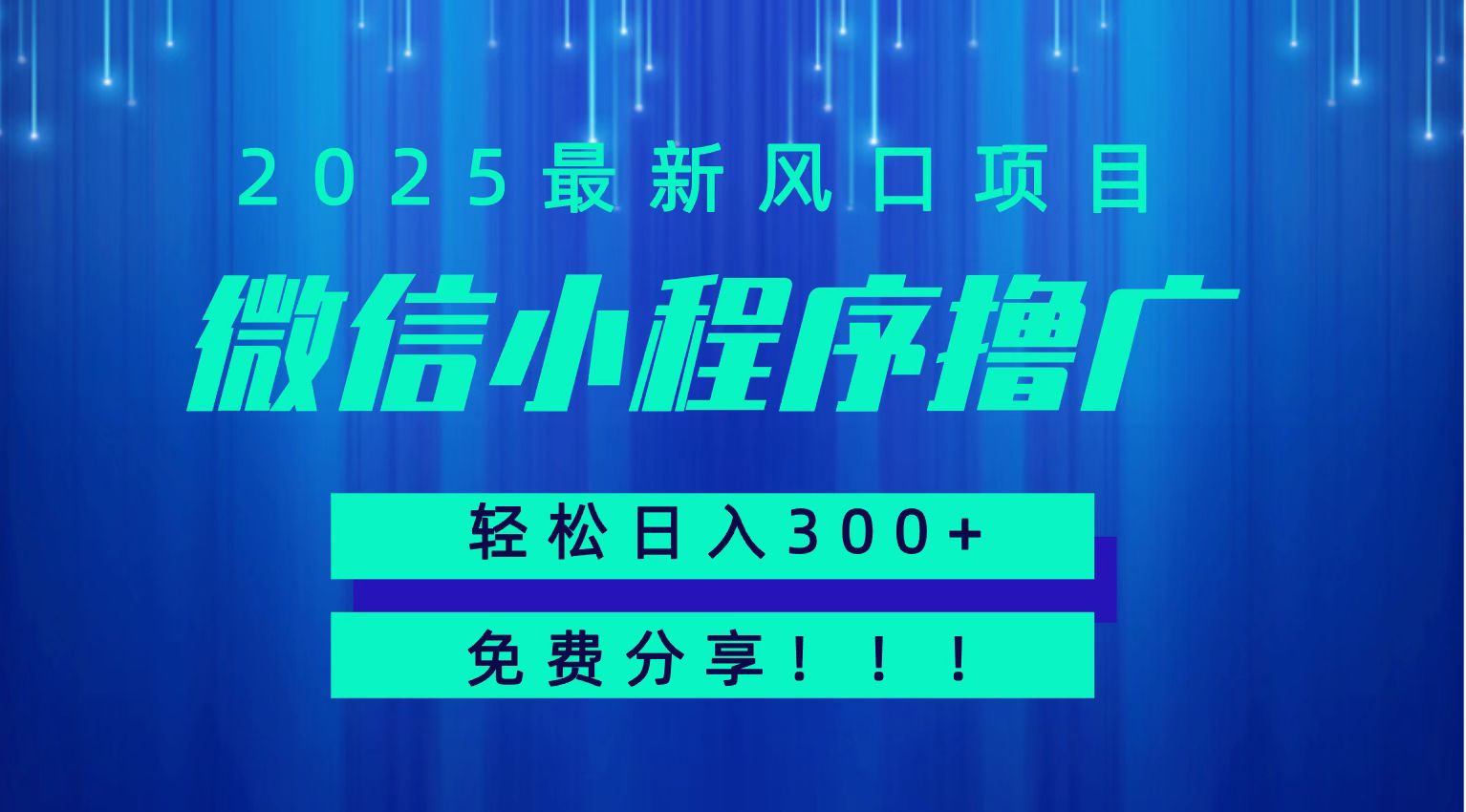 微信小程序撸广，最新风口项目，日入300+ 免费分享 可批量操作 小白可轻松上手！！-皮皮网创
