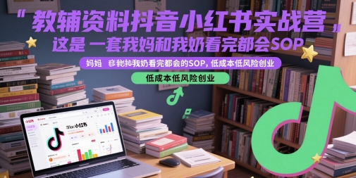 教辅资料抖音小红书实战营，这是一套我妈和我奶看完都会的SOP，低成本低风险创业(更新)-皮皮网创