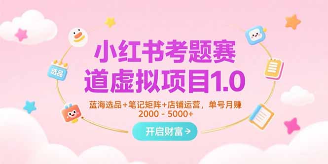 小红书考题赛道虚拟项目1.0，蓝海选品+笔记矩阵+店铺运营，单号月赚5000+-皮皮网创