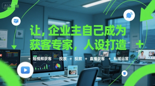 让企业主自己成为获客专家，人设打造+短视频获客+投放+直播获客+私域运营-皮皮网创
