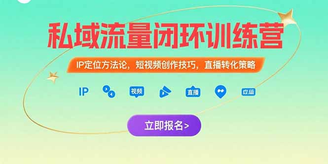 私域流量闭环训练营：IP定位方法论，短视频创作技巧，直播转化策略-皮皮网创