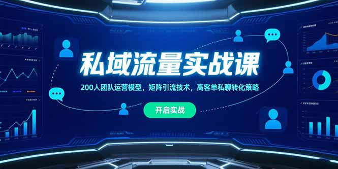 私域流量实战课，200人团队运营模型，矩阵引流技术，高客单私聊转化策略-皮皮网创