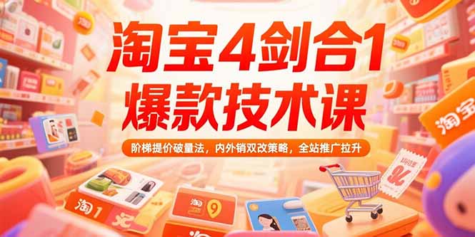 淘宝4剑合1爆款技术课73期：阶梯提价破量法，内外销双改策略 全站推广拉升-皮皮网创