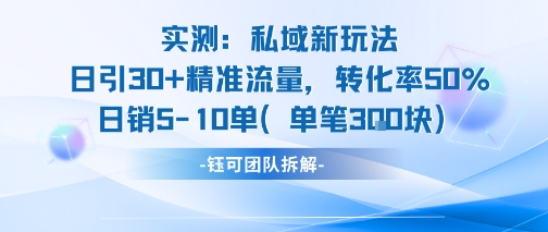 实测私域新玩法日引30加精准流量转化率50%日销5-10单每笔3张-皮皮网创