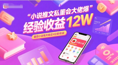 小说推文私董会大佬爆单经验分享收益12W，番茄小说每天稳定4位数收益-皮皮网创