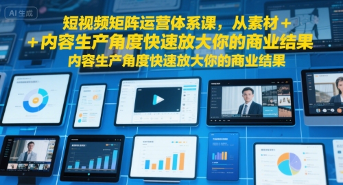 短视频矩阵运营体系课，从素材+内容生产角度快速放大你的商业结果-皮皮网创