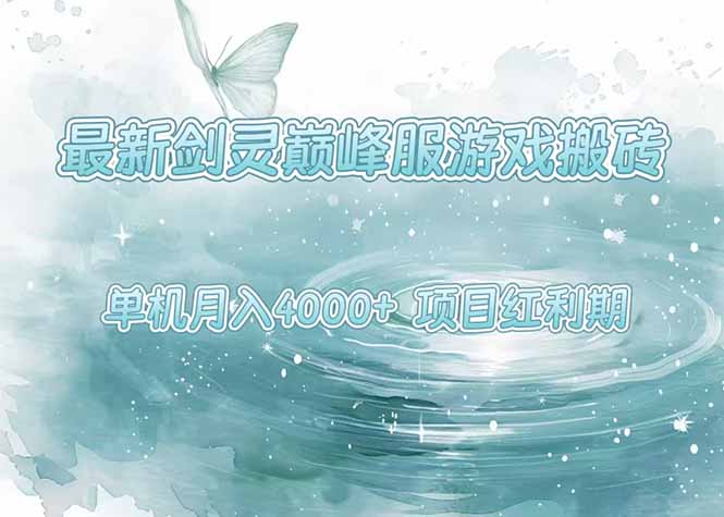 最新剑灵巅峰服游戏搬砖，项目红利期，单机稳定4000+操作简单好上手-皮皮网创