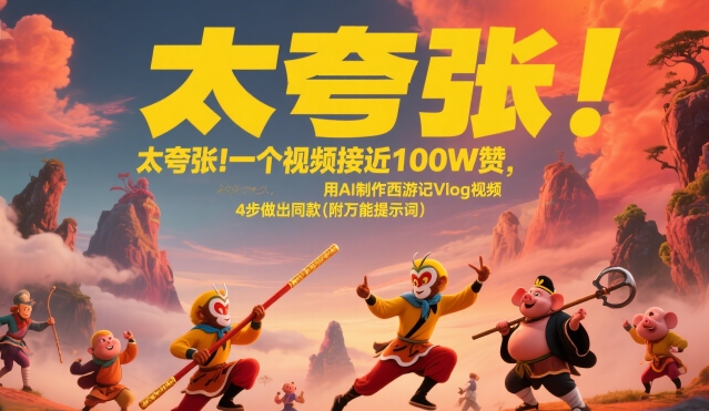 太夸张！一个视频接近100W赞，用AI制作西游记Vlog视频，全流程拆解来了(附万能提示词)-皮皮网创