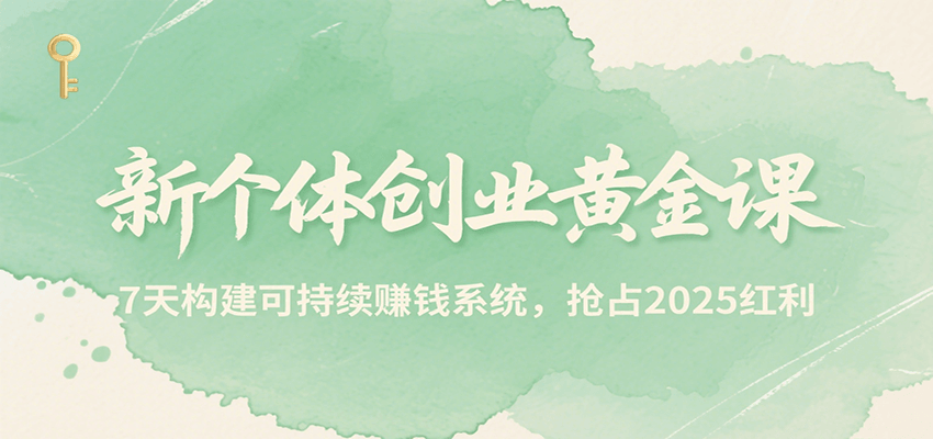 新个体创业黄金课，7天构建可持续赚钱系统，抢占2025红利-皮皮网创