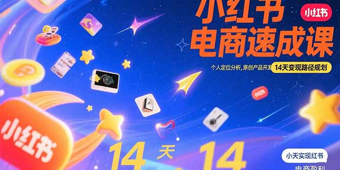 小红书虚拟电商速成课：个人定位分析，原创产品开发，14天变现路径规划-皮皮网创