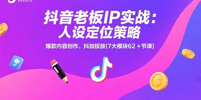 抖音老板IP实战：人设定位策略，爆款内容创作，抖加投放(7大模块62+节课-皮皮网创