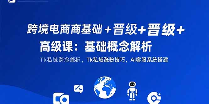 跨境电商基础+晋级+高级课：基础概念解析,Tk私域涨粉技巧,AI客服系统搭建-皮皮网创