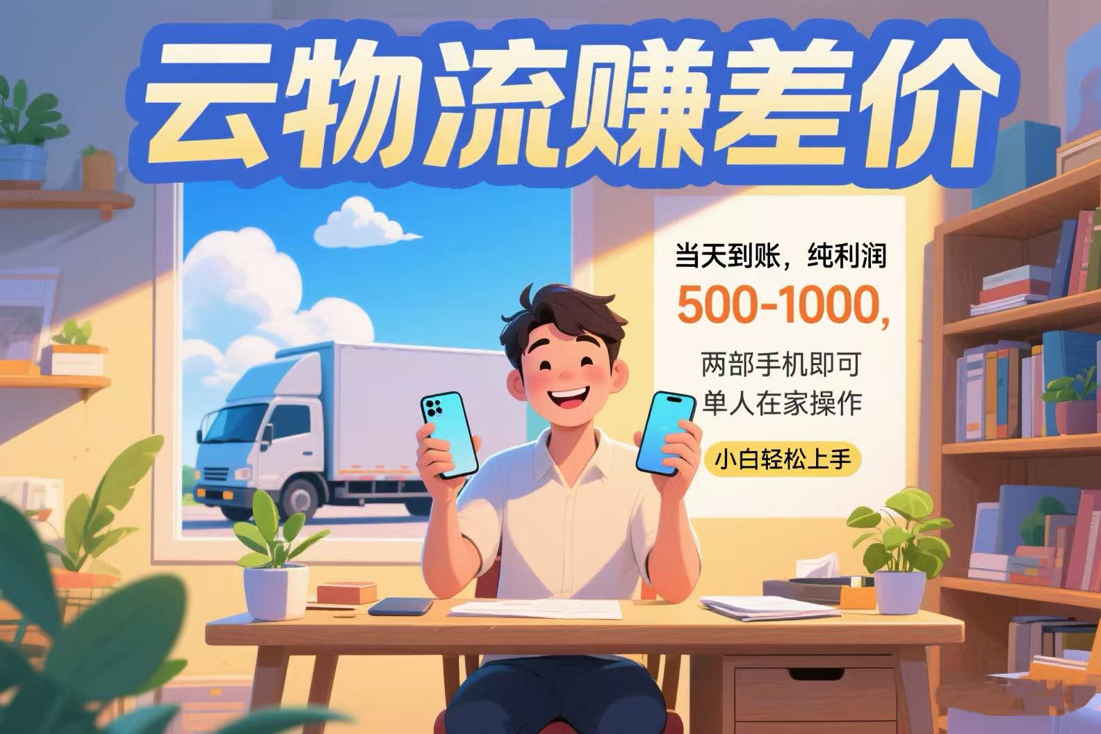 云物流赚差价 当天到账纯利润500-1000 两部手机即可 可单人在家操作 小…-皮皮网创