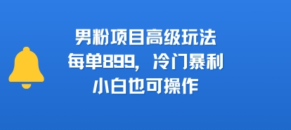 男粉项目高级玩法，每单899，冷门暴利，小白也可操作-皮皮网创