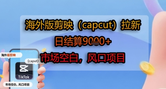 海外版剪映(capcut)拉新，日结算1k+，市场空白，风口项目-皮皮网创