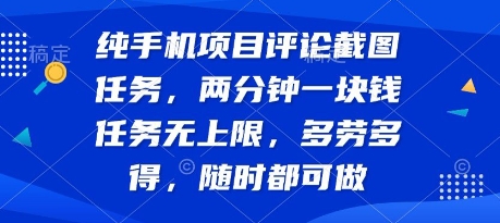 纯手机项目评论截图任务，两分钟一块钱 任务无上限多劳多得，随时随地都能做【揭秘】-皮皮网创