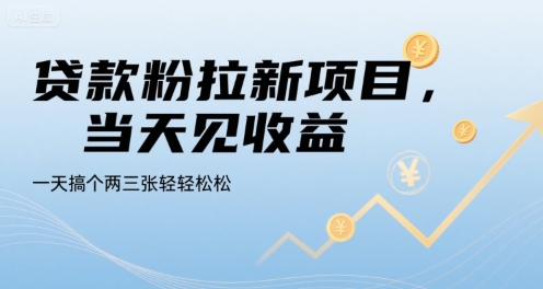 贷款粉拉新项目，当天见收益，一天搞个两三张轻轻松松【揭秘】-皮皮网创
