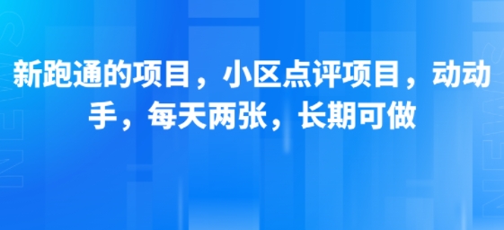 新跑通的项目，小区点评项目，动动手，每天两张，长期可做-皮皮网创