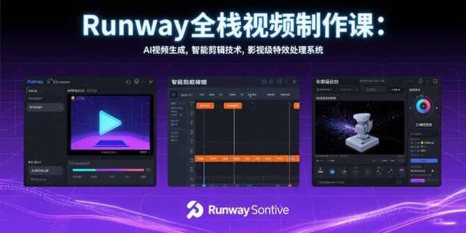 Runway全栈视频制作课：AI视频生成，智能剪辑技术，影视级特效处理系统-皮皮网创