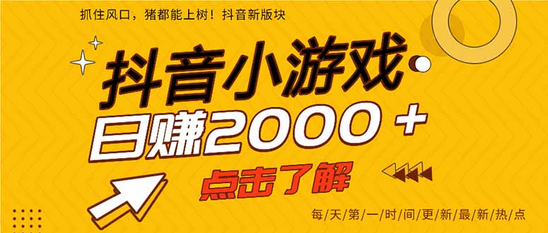 抖音小游戏，一部手机日入300+，2025风口项目-皮皮网创