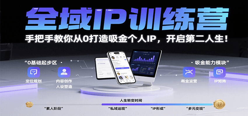 全域IP训练营，手把手教你从0打造吸金个人IP，开启第二人生！-皮皮网创