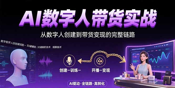 AI数字人+带货实战：从数字人创建到带货变现的完整链路-皮皮网创
