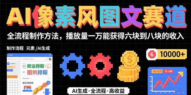 AI像素风图文赛道：全流程制作方法，播放量一万能获得6块到8块的收入-皮皮网创