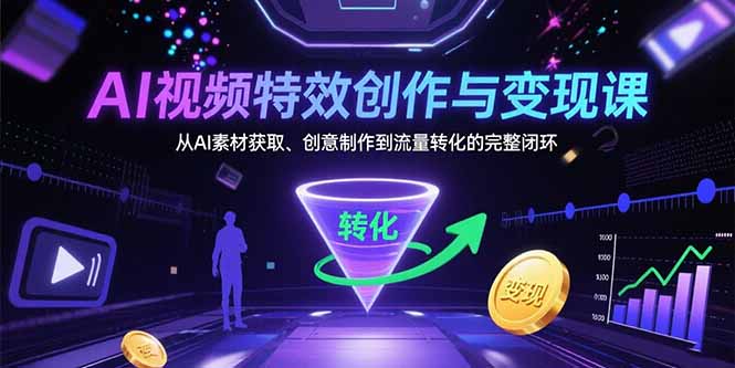 AI视频特效创作与变现课：从AI素材获取、创意制作到流量转化的完整闭环-皮皮网创
