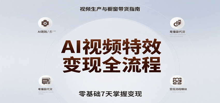 AI视频特效变现全流程，零基础7天掌握视频生产到橱窗带货变现-皮皮网创