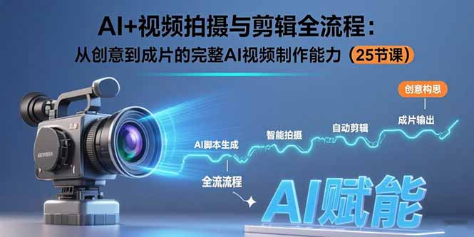 AI+视频拍摄与剪辑全流程：从创意到成片的完整AI视频制作能力(25节课-皮皮网创