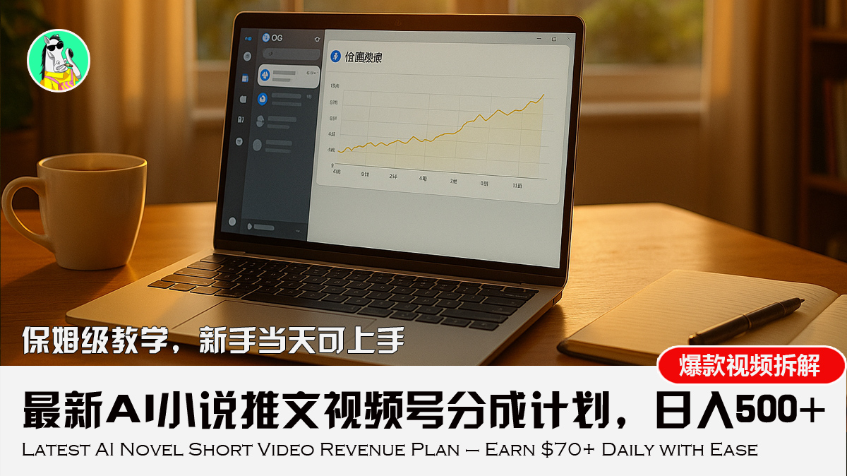 最新AI小说推文视频号分成计划，新手小白也能当天日入500+教程-皮皮网创