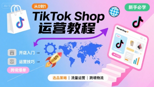 TikTok Shop从0到1运营教程，TikTok跨境电商新手必学课程-皮皮网创