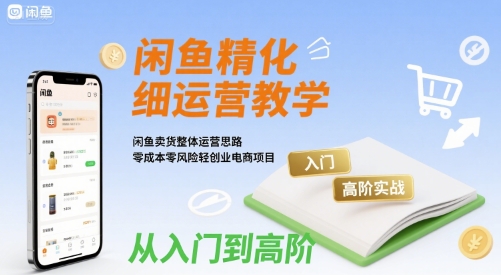 闲鱼精细化运营入门+高阶实战教学，闲鱼卖货整体运营思路，零成本零风险轻创业电商项目-皮皮网创