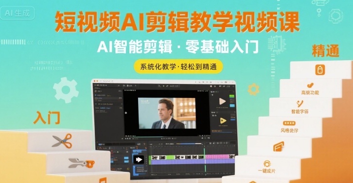 短视频AI剪辑教学视频课，入门到精通-皮皮网创