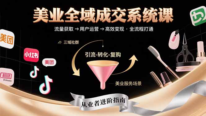 美业全域成交系统课程：帮助美业从业者打通从流量获取到高效变现全流程-皮皮网创