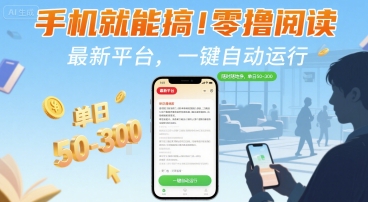 手机就能搞！零撸阅读挂G，最新平台，一键自动运行，随时随地挣，单日50-3张+【揭秘】-皮皮网创