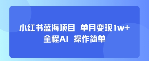 小红书蓝海项目 单月变现1w+ 全程AI 操作简单-皮皮网创