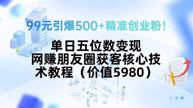 99元引爆500+精准创业粉！单日五位数变现，网赚朋友圈获客核心技术教程…-皮皮网创