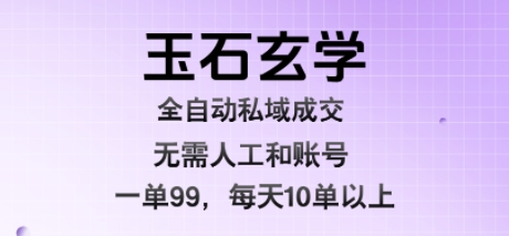 玉石玄学全自动私域成交，一单99每天十单以上，无需人工和矩阵账号，蓝海项目直接干【揭秘】-皮皮网创