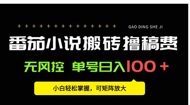番茄小说创作人搬砖赚稿费，无风控单号日入100＋，小白轻松掌握，可矩…-皮皮网创